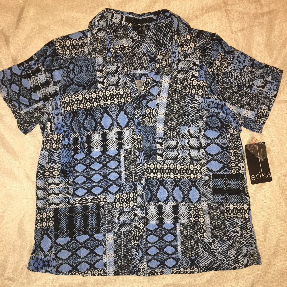 Erika woman’s button down blue shirt